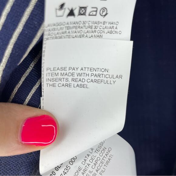 Les Copains Navy Stripe One Button Blazer Size 46 (M) - Picture 11 of 15